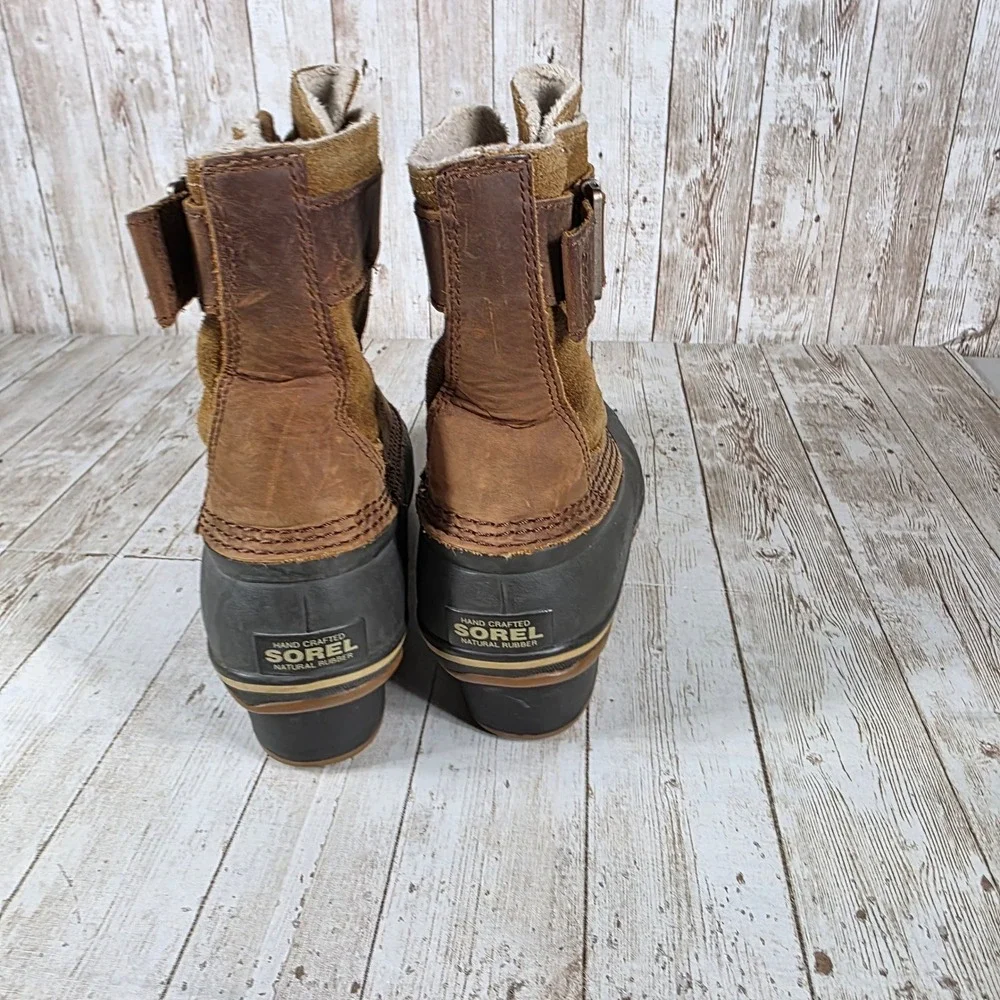 Sorel Women's Waterproof Leather Duck Boots‎ Lace Up Buckle Tan Brown Size 8